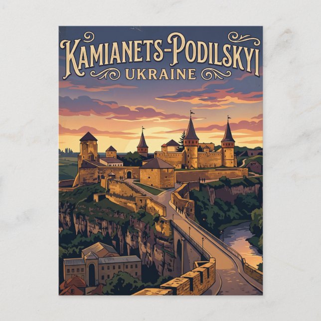 Kamianets-Podilskyij-borgen Ukraina Vykort (Framsida)