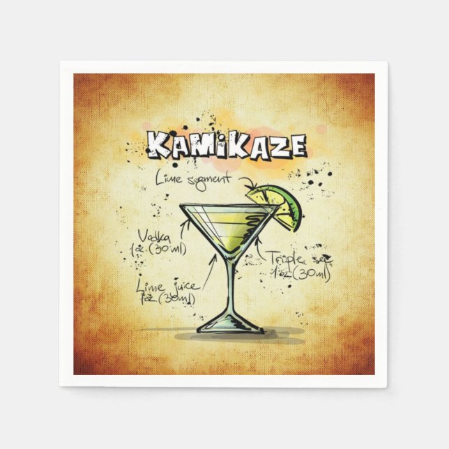Kamikaze Bartender Drink Recipe Pappersservett (Framsidan)