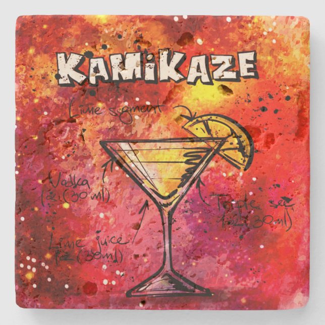 Kamikaze Bartender Drink Recipe Stenunderlägg (Framsidan)