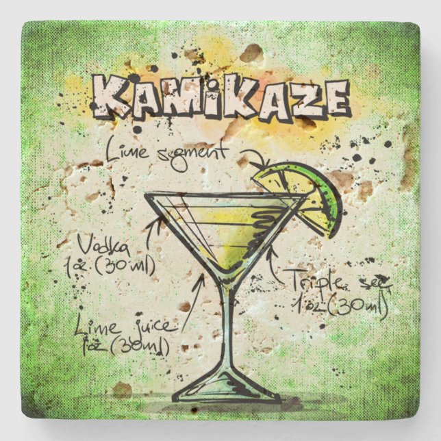 Kamikaze Bartender Drink Recipe Underlägg Sten (Framsidan)