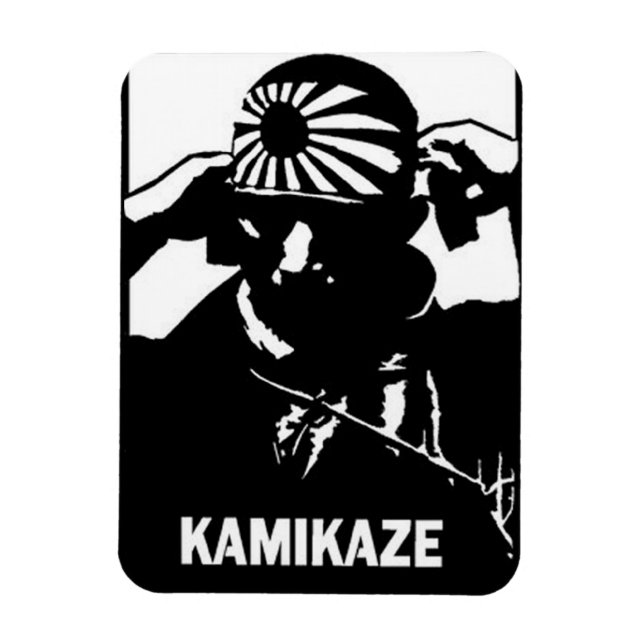 Kamikaze Black and White Japansk Pilot Magnet (Vertikal)