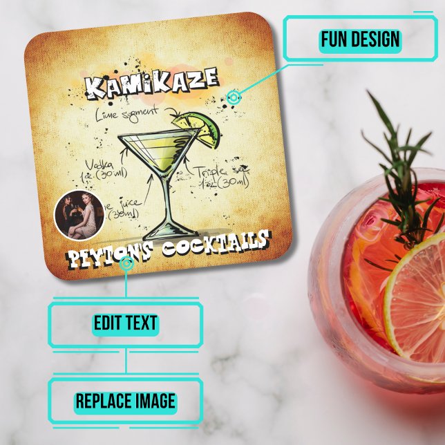 Kamikaze Cocktail Party Underlägg Papper Kvadrat (Please enjoy our design and see the others in the collection.)