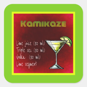 Kamikaze Drink Cocktail Recipe Fyrkantigt Klistermärke