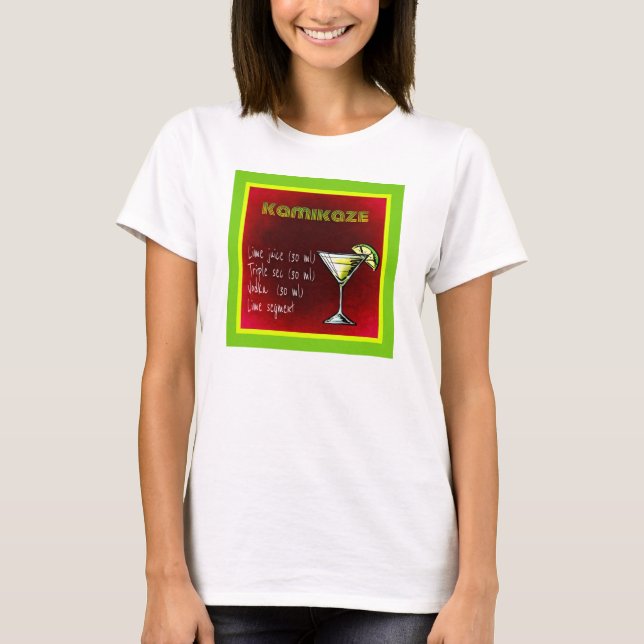 Kamikaze Drink Cocktail Recipe Tee Shirt (Framsida)