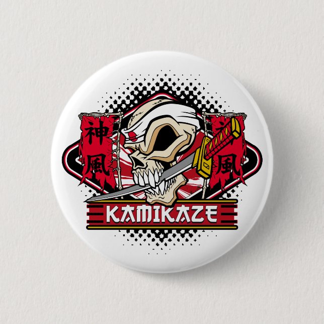 Kamikaze Skull med japansk sword Knapp (Framsida)