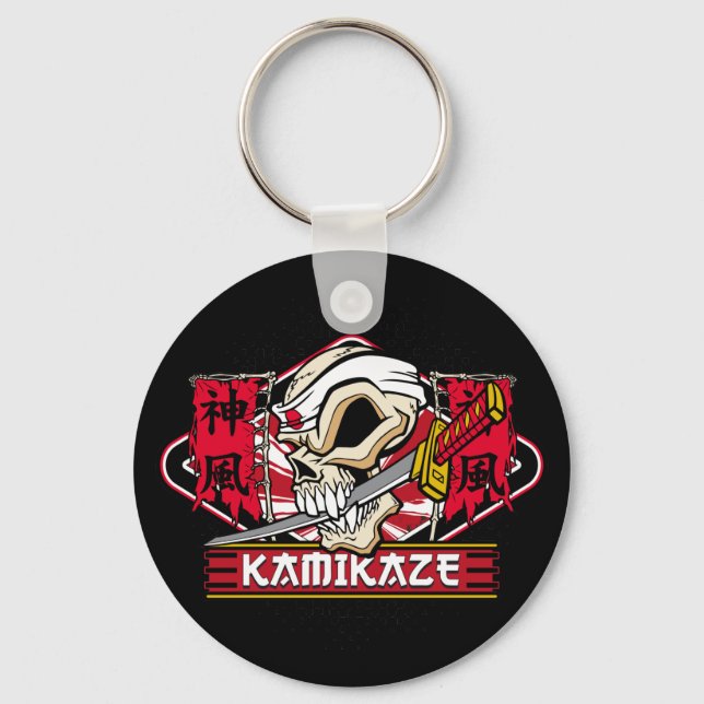 Kamikaze Skull med japansk sword Nyckelring (Framsida)