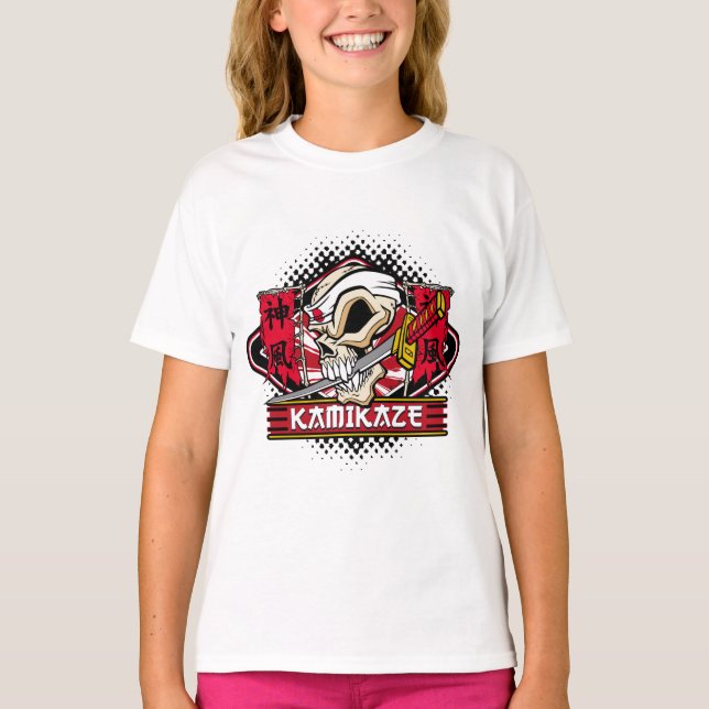 Kamikazeskalle med det japanska svärd tee shirt (Framsida)