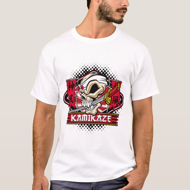 Kamikazeskalle med det japanska svärd tee shirt (Framsida)