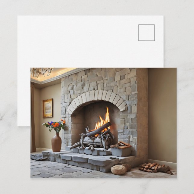 Kamin hemma vykort (Fram/baksida)