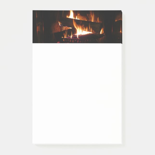 Kamin Varm Vinter Scen Fotografi Post-it Block (Framsida)