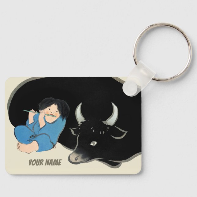 Kamisaka Sekka Flute player Oxherd Japan CC1275 Nyckelring (Framsida)