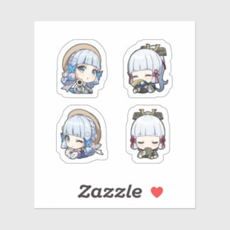 Kamisato Ayaka Genshin Impact 4-pack Stickerark Klistermärken