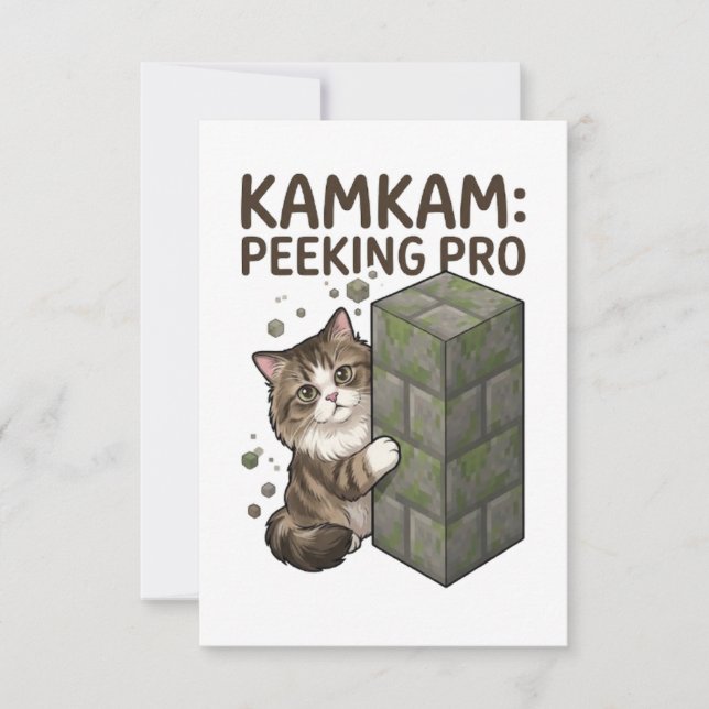 KAMKAM Tittar Pro Rolig Pixel Block Kattkonst Tack Kort (Framsida)