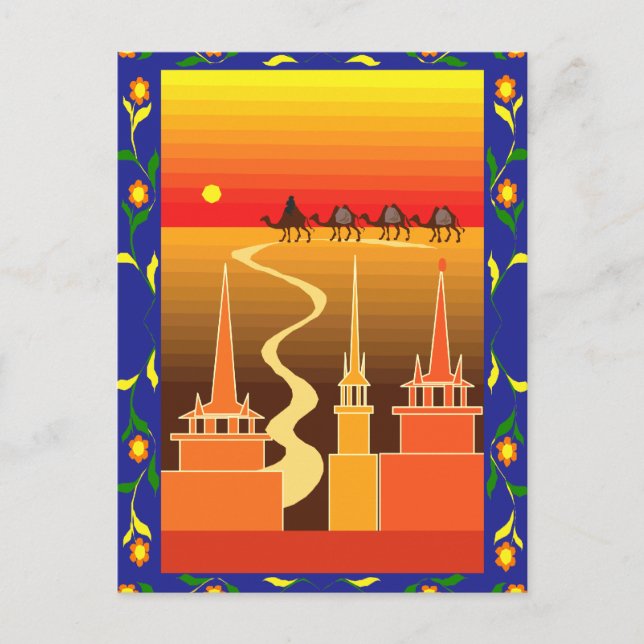 Kamlar utanför staden vykort (Framsida)