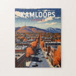 Kamloops Canada Travel Art Vintage Pussel<br><div class="desc">Kamloops retro-vektorresedesign. Kamloops är en kanadensisk stad i British Columbia,  där floderna North och South Thompson möts.</div>