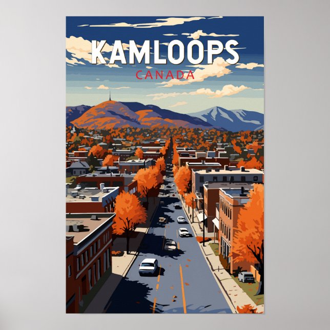 Kamloops Kanada Resa Konst Vintage Poster (Framsidan)