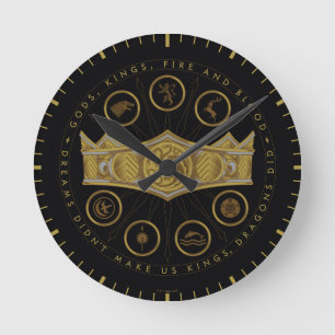 KAMMAREN FÖR DRAGON Sju Kingdoms Krona Graphic Rund Klocka
