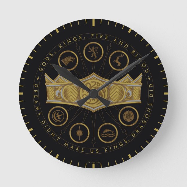 KAMMAREN FÖR DRAGON | Sju Kingdoms Krona Graphic Rund Klocka (Framsida)