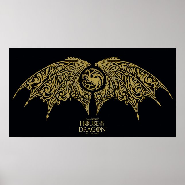 KAMMAREN FÖR DRAGON | Winged Targaryen Vapensköld Poster (Framsidan)