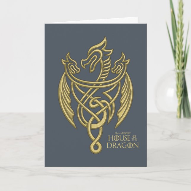 KAMMAREN FÖR DRAGONEN | Golden Filigree Dragon Vap Kort (Framsida)