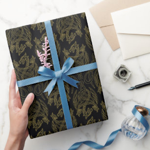 KAMMAREN FÖR DRAGONEN Guld Filigree Dragon Mönst Presentpapper