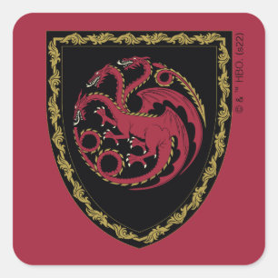 KAMMAREN FÖR DRAGONEN   House Targaryen Vapensköld Fyrkantigt Klistermärke