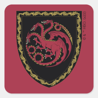 KAMMAREN FÖR DRAGONEN | House Targaryen Vapensköld Fyrkantigt Klistermärke