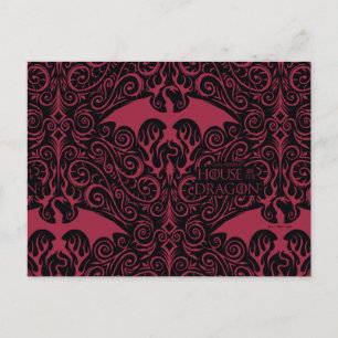 KAMMAREN FÖR DRAGONEN   Red Dragon Filigree Mönste Vykort