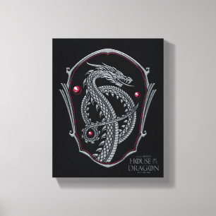 KAMMAREN FÖR DRAGONEN   Silver Dragon Vapensköld Canvastryck