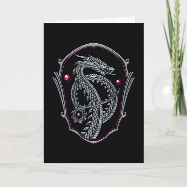 KAMMAREN FÖR DRAGONEN | Silver Dragon Vapensköld Kort (Framsida)