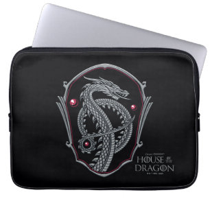 KAMMAREN FÖR DRAGONEN Silver Dragon Vapensköld Laptop Fodral