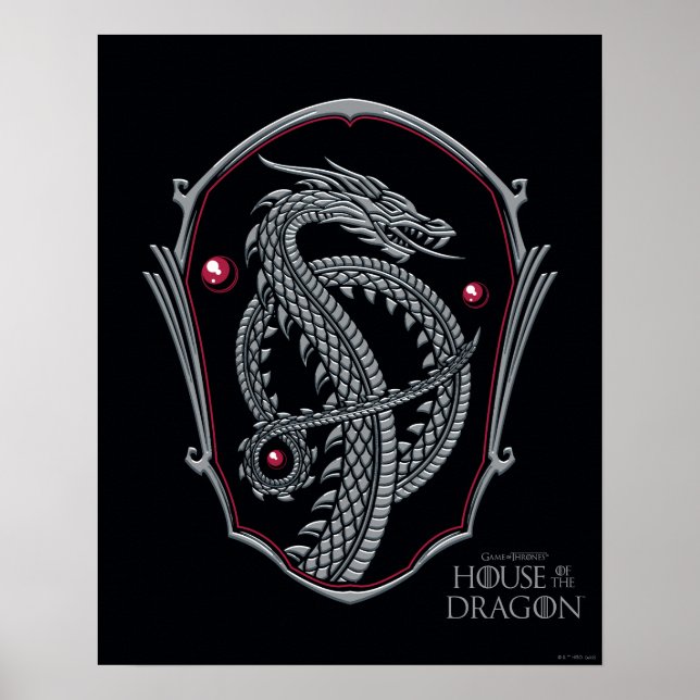 KAMMAREN FÖR DRAGONEN | Silver Dragon Vapensköld Poster (Framsidan)