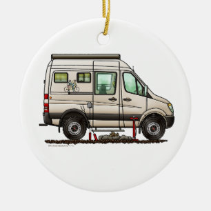 Kammaren Sprinter Van RV lycklig Julgransprydnad Keramik