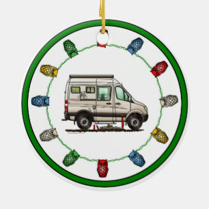Kammaren Sprinter Van RV lycklig Julgransprydnad Keramik