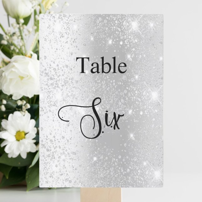 Kammigrafi bord 6 6-kort för silver glitter inbjudningar (Skapare uppladdad)