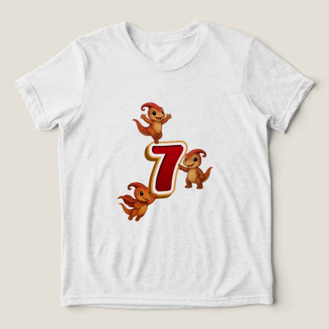 Kammli Dino Födelsedags T-Shirt – 7 år (Design Framsida)