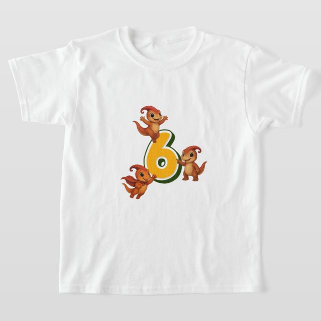 Kammli Dino Födelsedagskläder – 6 år   T Shirt (Laydown)