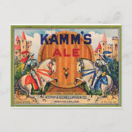 Kamm's Ale Mishawaka Indiana Castles Knight Label Vykort