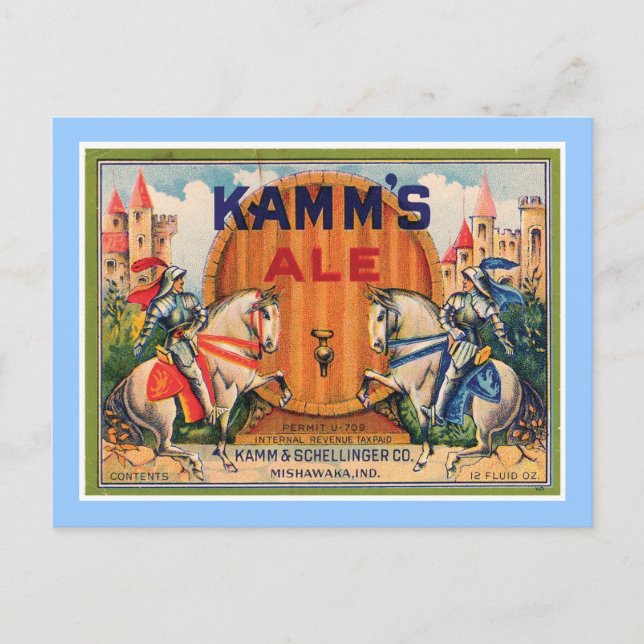 Kamm's Ale Vintage Label Vykort (Framsida)