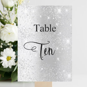 Kammussel i silver glitter bord tio 10-kort inbjudningar