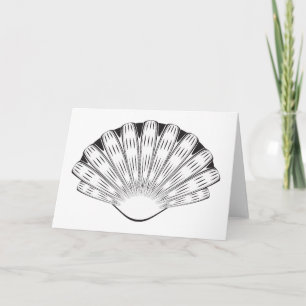 Kammussla Skal Minimalistisk Svart och Vit Kort