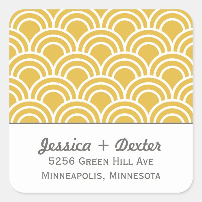 Kammusslor med lager fyrkantigt klistermärke (Framsida)