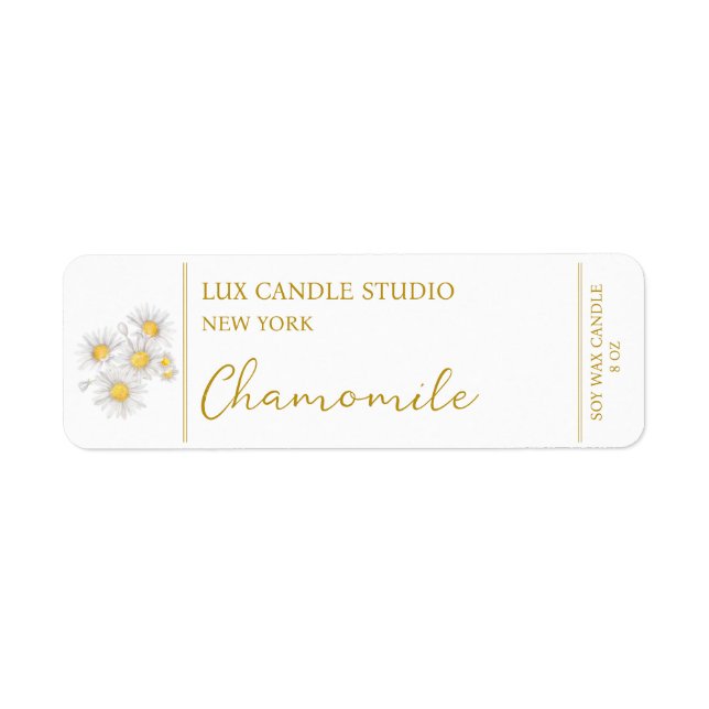 Kamomile Candle-etikett Returadress Etikett (Framsidan)