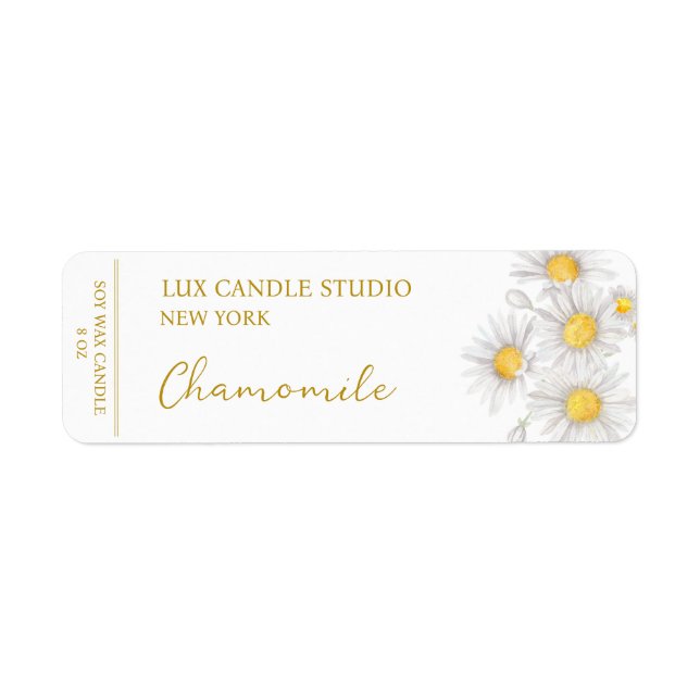 Kamomile Candle-etikett Returadress Etikett (Framsidan)