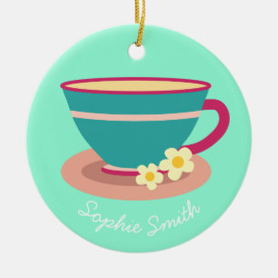 Kamomile te för te älskare julgransprydnad keramik