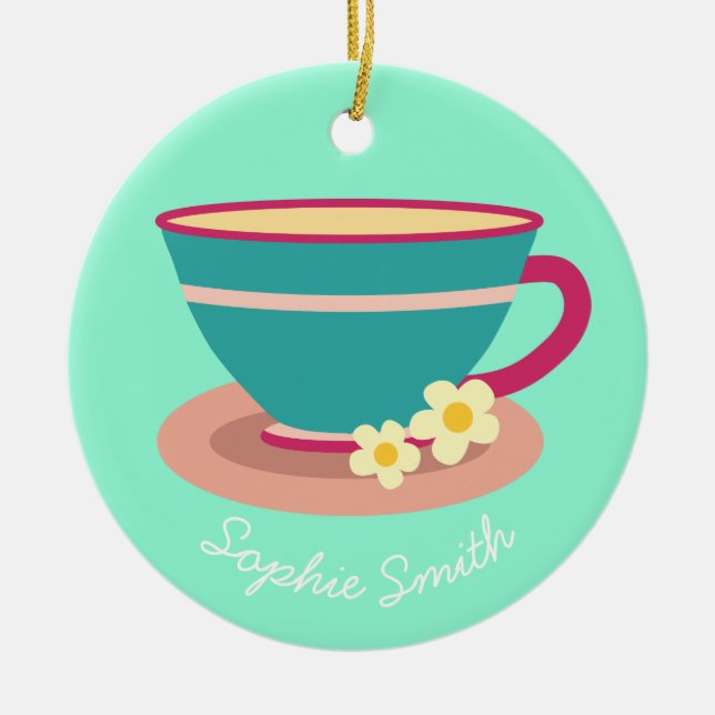 Kamomile te för te älskare julgransprydnad keramik (Framsidan)