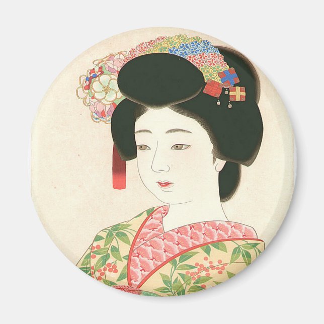 Kamoshita, Maiko Japanska träblock Skriv ut Magnet (Framsidan)