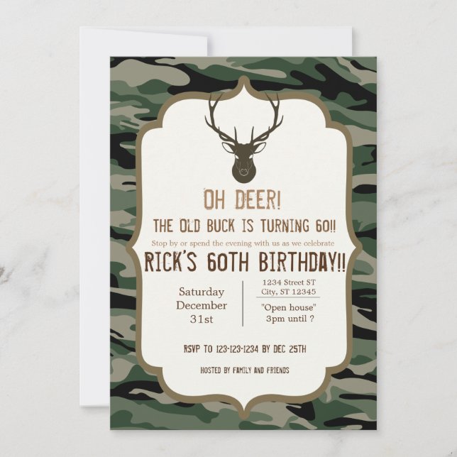 Kamouflage - Åh hjort - Den gamle bocken vänder si Inbjudningar (Framsida)