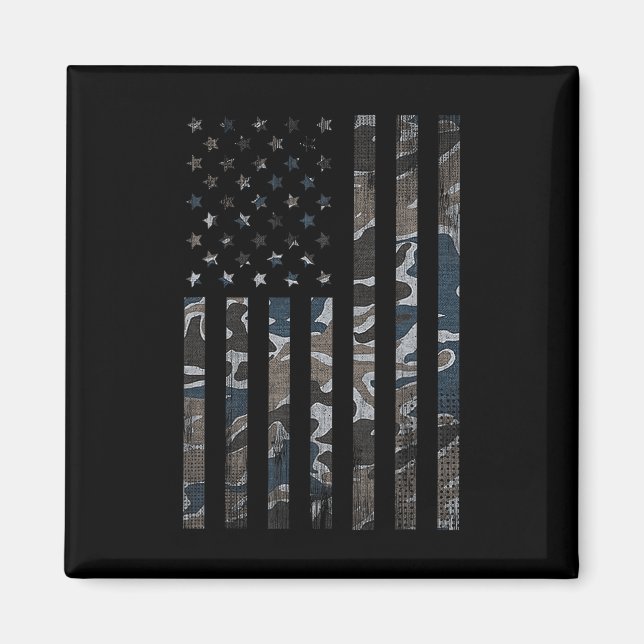 Kamouflage American Flagga Camo Military 4:e juli Magnet (Framsidan)