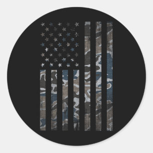 Kamouflage American Flagga Camo Military 4:e juli Runt Klistermärke